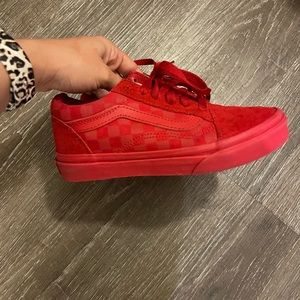 Kids red checkered vans